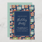 Kerstcadeau met kleurrijke retro-feestdag kaart (Voorkant / Achterkant)