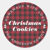 kerstcadeau met rode buffels Homemade Baking Gift Ronde Sticker (Voorkant)