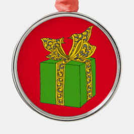 kerstcadeau metalen ornament