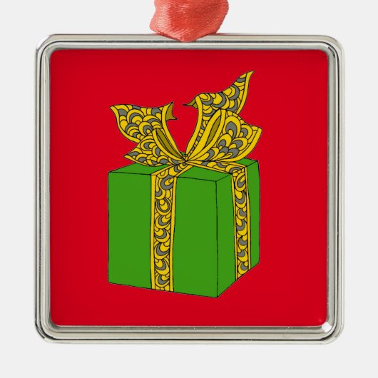 kerstcadeau metalen ornament (Voorkant)