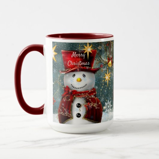 Kerstcadeau Mok Cute Snowman Naam toevoegen (Links)