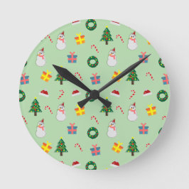 Kerstcadeau – Mooie Kerstpatroon met Sneeuwman Ronde Klok