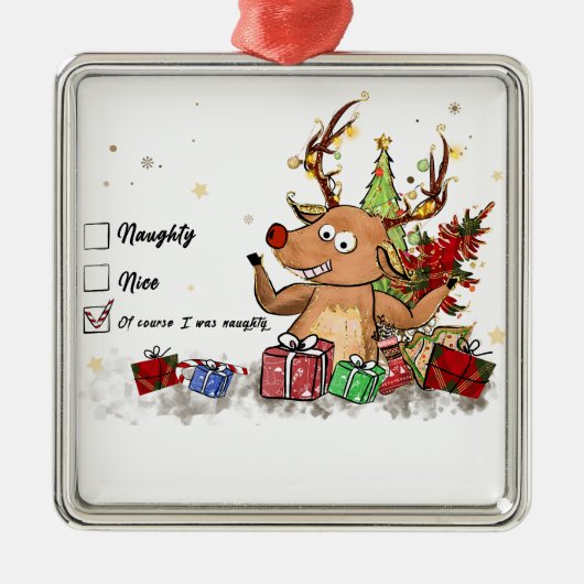 Kerstcadeau Naghty Nice Metalen Ornament (Voorkant)