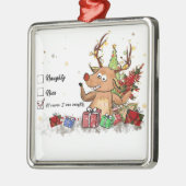 Kerstcadeau Naghty Nice Metalen Ornament (Links)