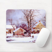  kerstcadeau op de winterscène muismat (Met muis)