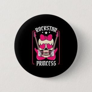 Kerstcadeau   Rockstar Princess Schedel Ronde Button 5,7 Cm
