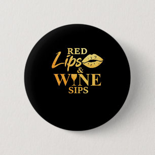 Kerstcadeau Rode Lippen En Wijnslokken Ronde Button 5,7 Cm