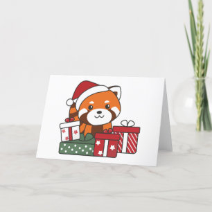 Kerstcadeau Rode Panda Winter Rode Panda's Feestdagen Kaart