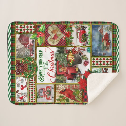 Kerstcadeau Rode Vrachtwagen Auto Kerstdeken Sherpa Deken (Voorkant (horizontaal))