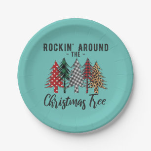 Kerstcadeau rond de kerstboom papieren bordje