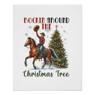 Kerstcadeau rond de kerstboom perfect poster