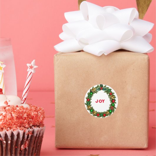 kerstcadeau ronde sticker (Feest)