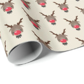 KERSTCADEAU schattig rendier rode neus rudolph Cadeaupapier (Rol Hoek)