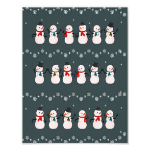kerstcadeau Snowman door sneeuw Foto Afdruk
