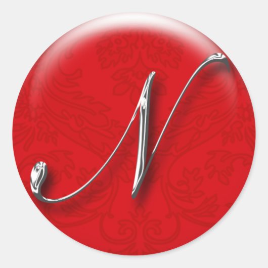 kerstcadeau sticker rood monogram (Voorkant)
