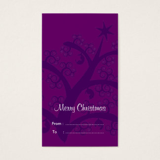 Kerstcadeau tags: Paarse kerstboom Visitekaartjes