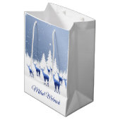 Kerstcadeau Tas Blue Deer Milad Mubarak Medium Cadeauzakje (Voorkant Gekanteld)