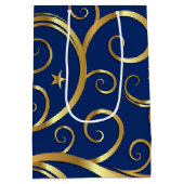 Kerstcadeau tas Majestic Swirls Joyeux Noel Medium Cadeauzakje (Achterkant)