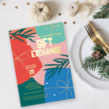 Kerstcadeau-uitwisseling Kerstfeest Folie Uitnodig