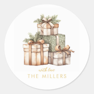 Kerstcadeau uitwisseling witte olifant ronde sticker