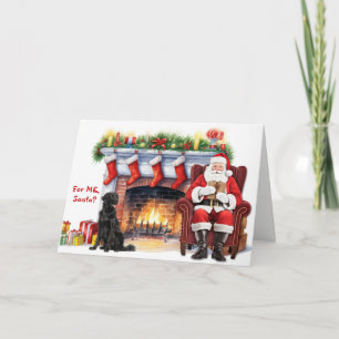 Kerstcadeau van de Kerstman Flat Coated Retriever Feestdagen Kaart