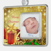 kerstcadeau verzilverd kader ornament (Links)