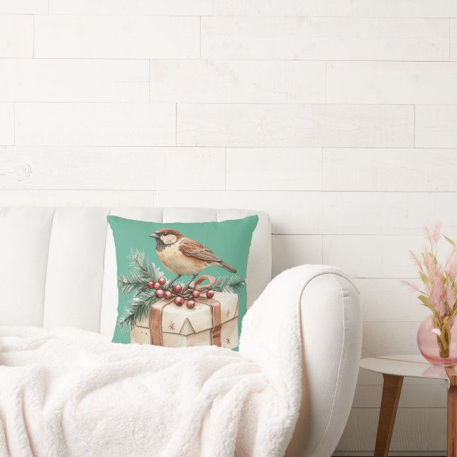 Kerstcadeau Vogel Kussen (Bank)