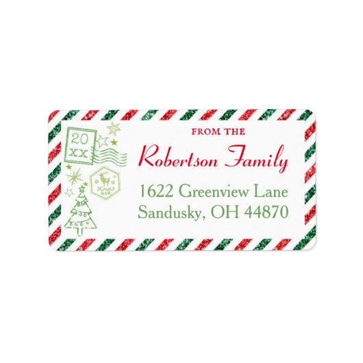 kerstcadeau voor Air Mail Verzendlabel Etiket (Voorkant)