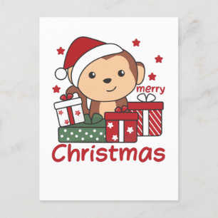 Kerstcadeau voor apen Winterdieren Apen Feestdagenkaart