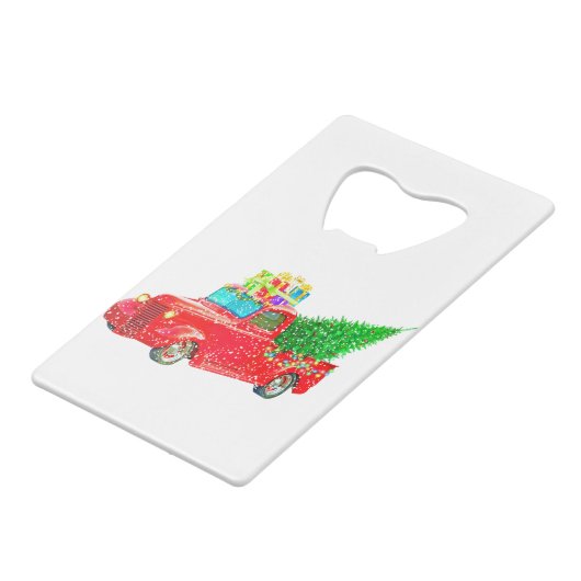 kerstcadeau voor auto's kredietkaart flessenopener (Voorkant Gekanteld)