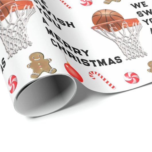 kerstcadeau voor Basketball Cadeaupapier (Rol Hoek)