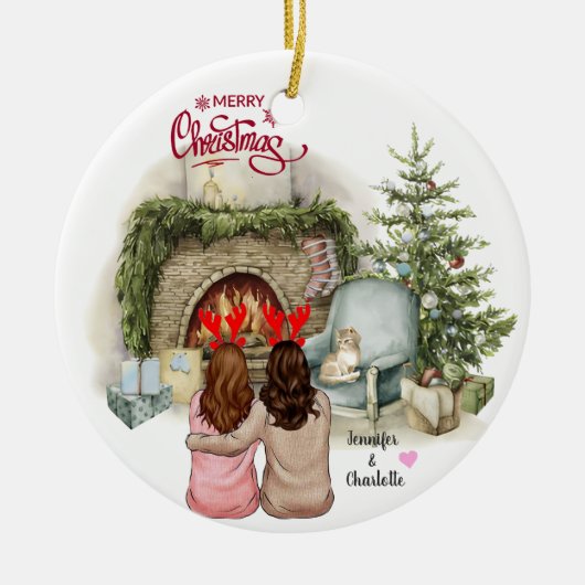 Kerstcadeau voor Besties Keramisch Ornament (Voorkant)