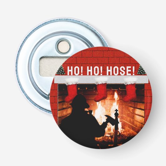 Kerstcadeau voor brandweerman button flesopener (Voorkant)