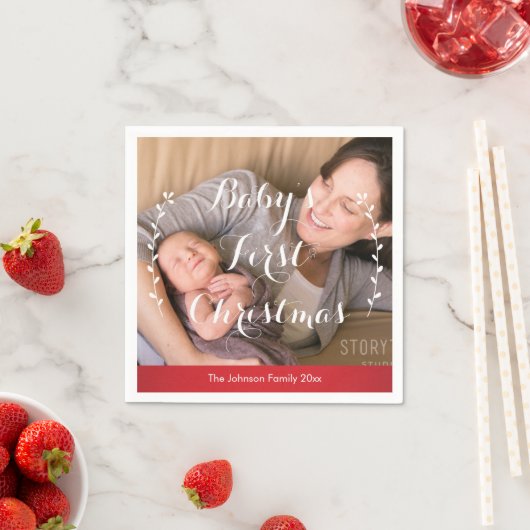 Kerstcadeau voor de allereerste kerst van de baby  servet (Insitu)