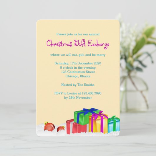Kerstcadeau voor Exchange Party Kaart (Staand voorkant)