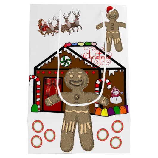 kerstcadeau voor Gingerbrood Medium Cadeauzakje (Achterkant)