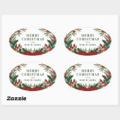 kerstcadeau voor Greenery Holiday Ovale Sticker (Vel)