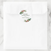 kerstcadeau voor Greenery Holiday Ronde Sticker (Tas)