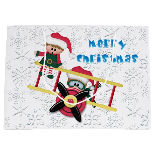 kerstcadeau voor het vliegtuig large cadeautasje (Voorkant)