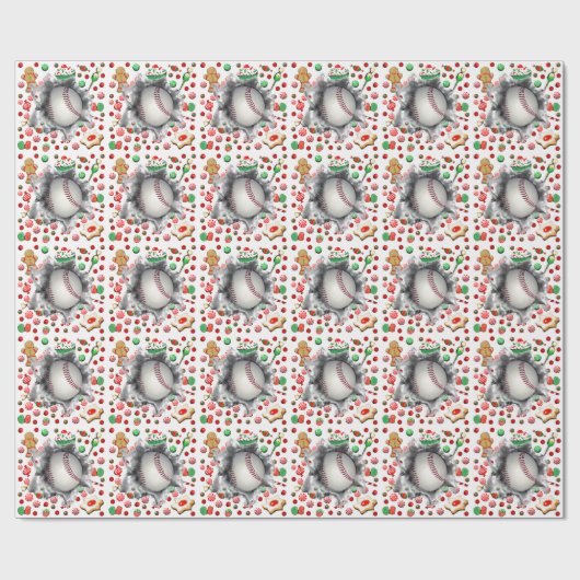 kerstcadeau voor honkbal cadeaupapier (Vlak)