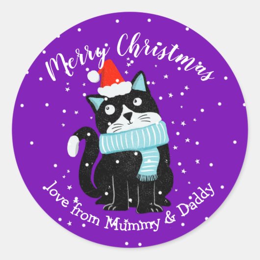 kerstcadeau voor kerstcadeau ronde sticker (Voorkant)