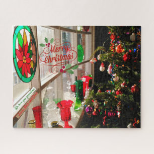 kerstcadeau voor oma-boom in het raam legpuzzel