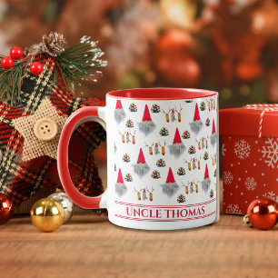Kerstcadeau voor oom, kabouter- en rendierpatroon mok