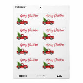  kerstcadeau voor penseel Script Red Truck Etiket (Full Sheet)