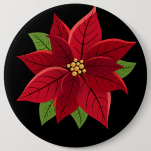kerstcadeau voor Poinsettia Ronde Button 6,0 Cm