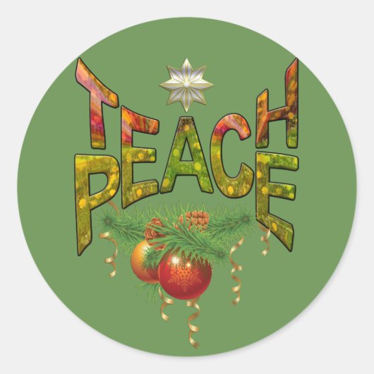 kerstcadeau voor Teach-Peace Ronde Sticker (Voorkant)