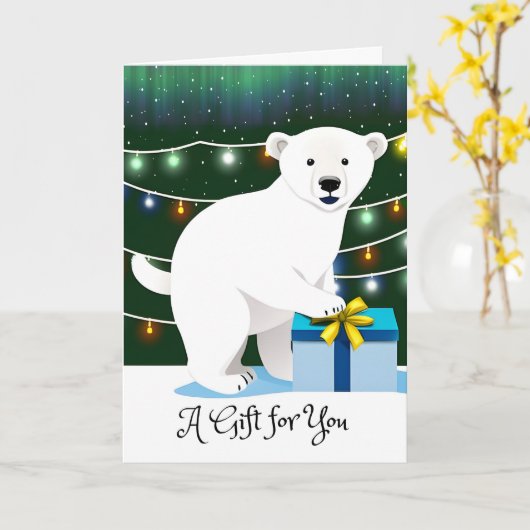 Kerstcadeau voor u met Polar Beer in Snow Kaart (Gele Bloem)