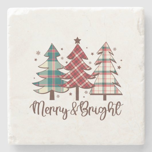 Kerstcadeau vrolijk en helder stenen onderzetter (Voorkant)