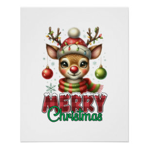 Kerstcadeau Vrolijk Kerstrendier Perfect Poster