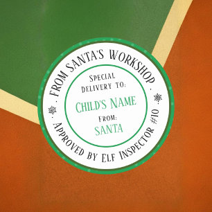 Kerstcadeau Werkplaats van de Kerstman Persoonlijk Ronde Sticker